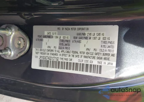 2016 Mazda Mx-5 Miata Grand Touring z USA, uszkodzony, nr VIN JM1NDAD74G0107182